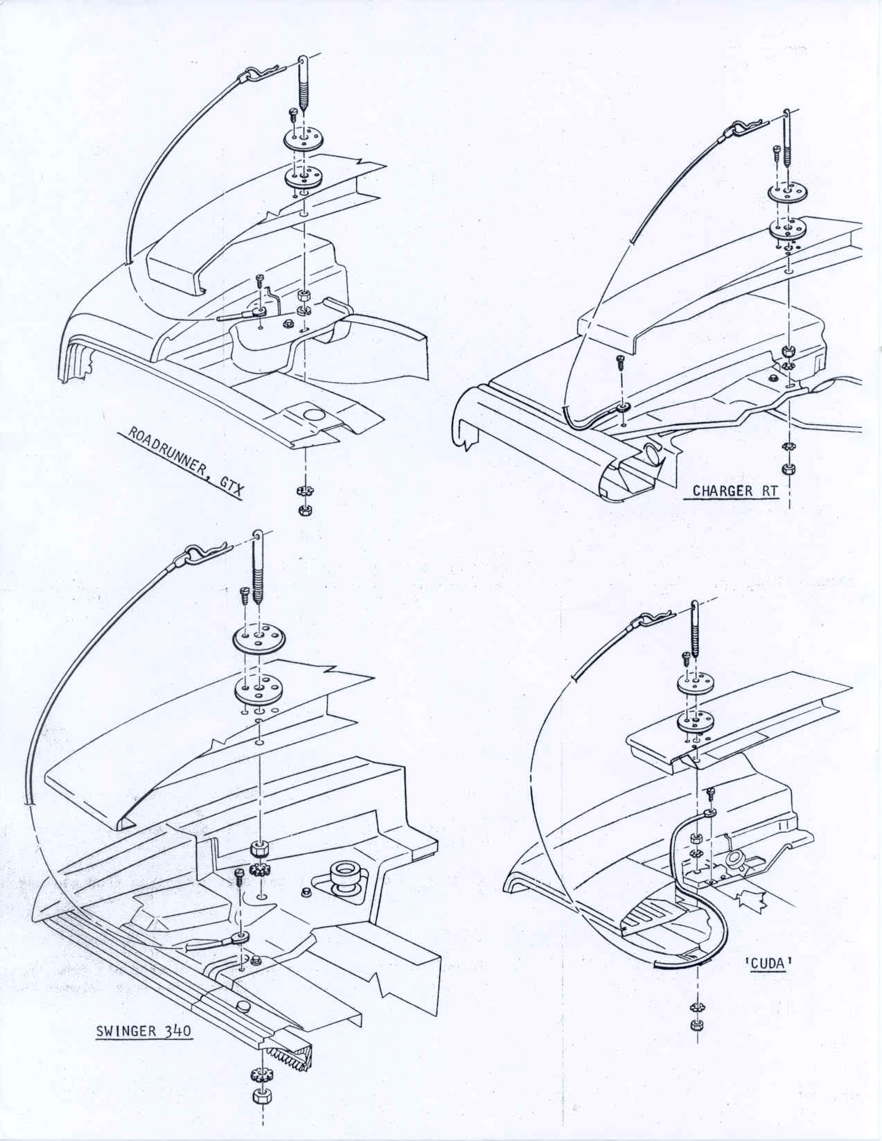 hood pins lanyards 19711974 Dodge